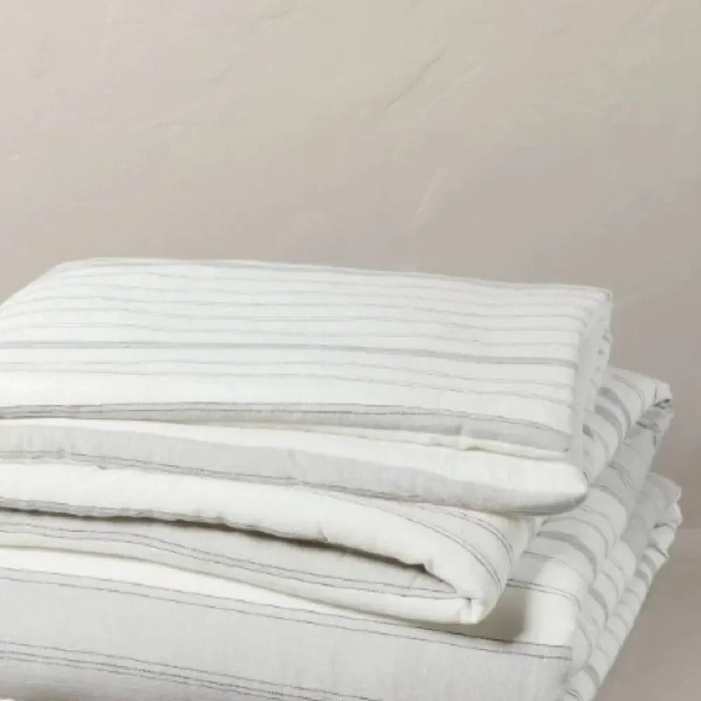 Hearth &  Hand F/Q size Striped Gray and White Bed Comforter Only